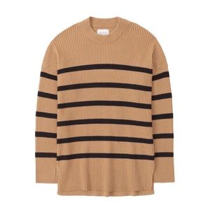 Abercrombie LuxeLoft Oversized Crew Sweater in Brown & Black Stripe